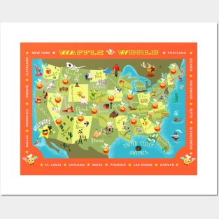 Waffle World Map Posters and Art